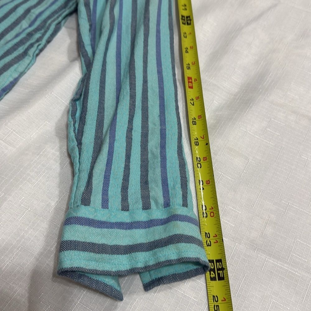(H1) Soft Surroundings Turquoise Striped Embroidered Tunic, Sz M - Picture 5 of 15